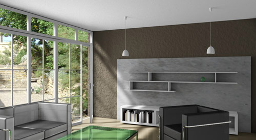 Cinema 4D Innenraum - Ergebnisse aus dem Cinema 4D-Kurs - Innenraumvisualisierung - Ergebnis aus dem Einf�hrungskurs Architekturvisualisierung mit Cinema 4D 