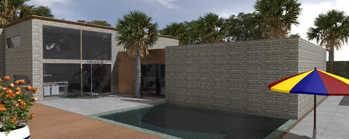 3D-Visualisierung - Ergebnisse aus dem Cinema 4D-Kurs - Aussenraumvisualisierung - Ergebnis aus dem Einf�hrungskurs Architekturvisualisierung mit Cinema 4D 