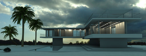 Cinema 4D-Lehrgang - Ergebnisse aus dem Cinema 4D-Kurs - Aussenraumvisualisierung - Ergebnis aus dem Einf�hrungskurs Architekturvisualisierung mit Cinema 4D 