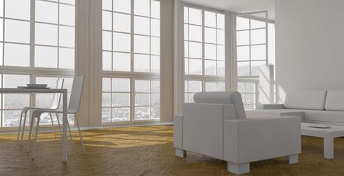Cinema 4D - Ergebnisse aus dem Cinema 4D-Kurs - Innenraum mit GI - Ergebnis aus dem Einf�hrungskurs Architekturvisualisierung mit Cinema 4D  