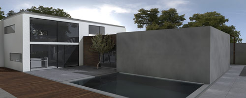 Kurs 3D-Visualisierung - Ergebnisse aus dem Cinema 4D-Kurs - Aussenraum mit HDRI - Ergebnis aus dem Einf�hrungskurs Architekturvisualisierung mit Cinema 4D  