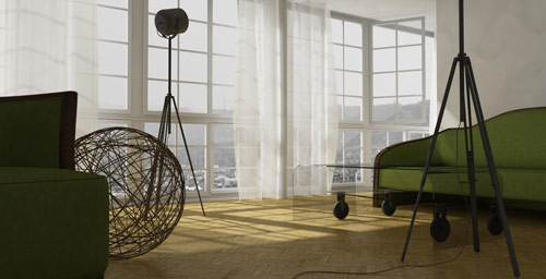 C4D-Kurs - Ergebnisse aus dem Cinema 4D-Kurs - Innenraum mir GI - Ergebnis aus dem Einf�hrungskurs Architekturvisualisierung mit Cinema 4D  